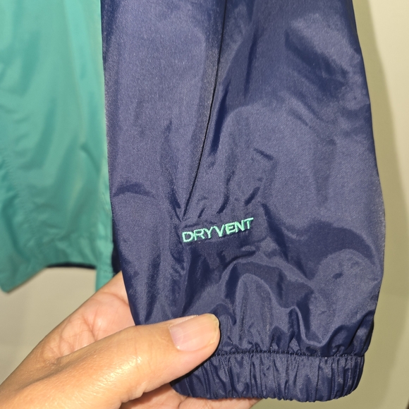 The North Face Dryvent Wind Rain Blue Aqua Youth Hooded Full Zip Jacket M 10/12 - Picture 6 of 8